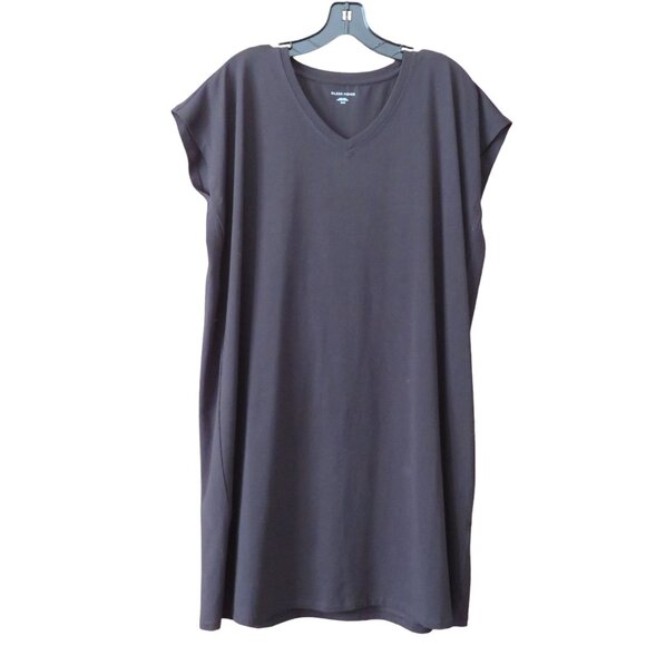 Eileen Fisher Black Boxy V-Neck, Knee Length Cotton Blend Dress, Medium - NWT - Picture 9 of 13